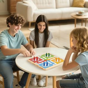 wooden ludo and snakes game 30 cm 2 en 1