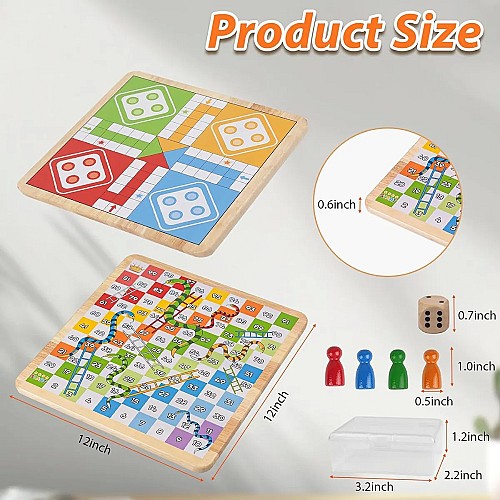 wooden ludo and snakes game 30 cm 2 en 1 wooden ludo and snakes game 30 cm 2 en 1