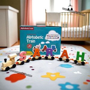 alphabetic wooden train – 26 letter learning toy for kids