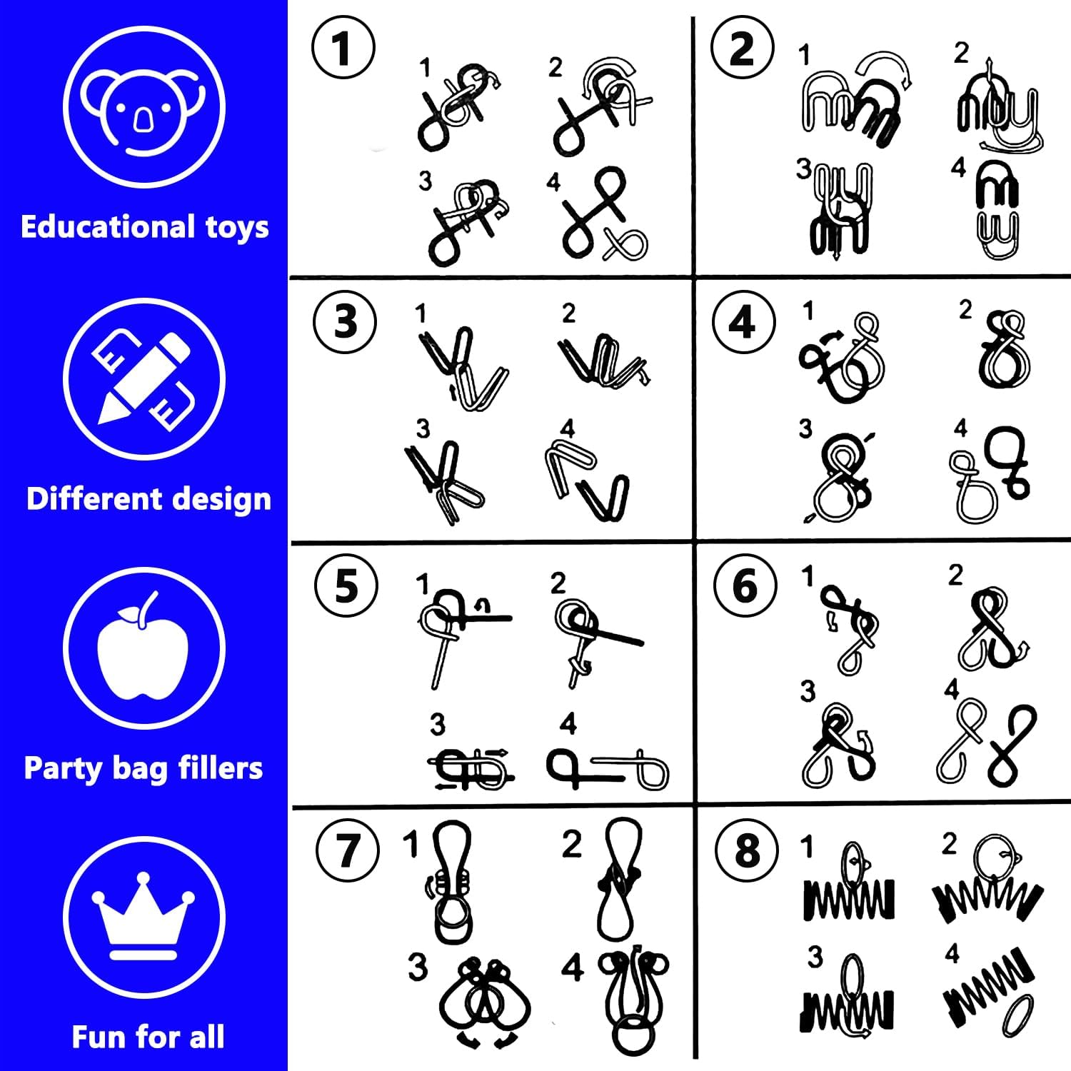 Steemjoey 8 pièces Metal IQ Puzzle Steemjoey 8 pièces Metal IQ Puzzle